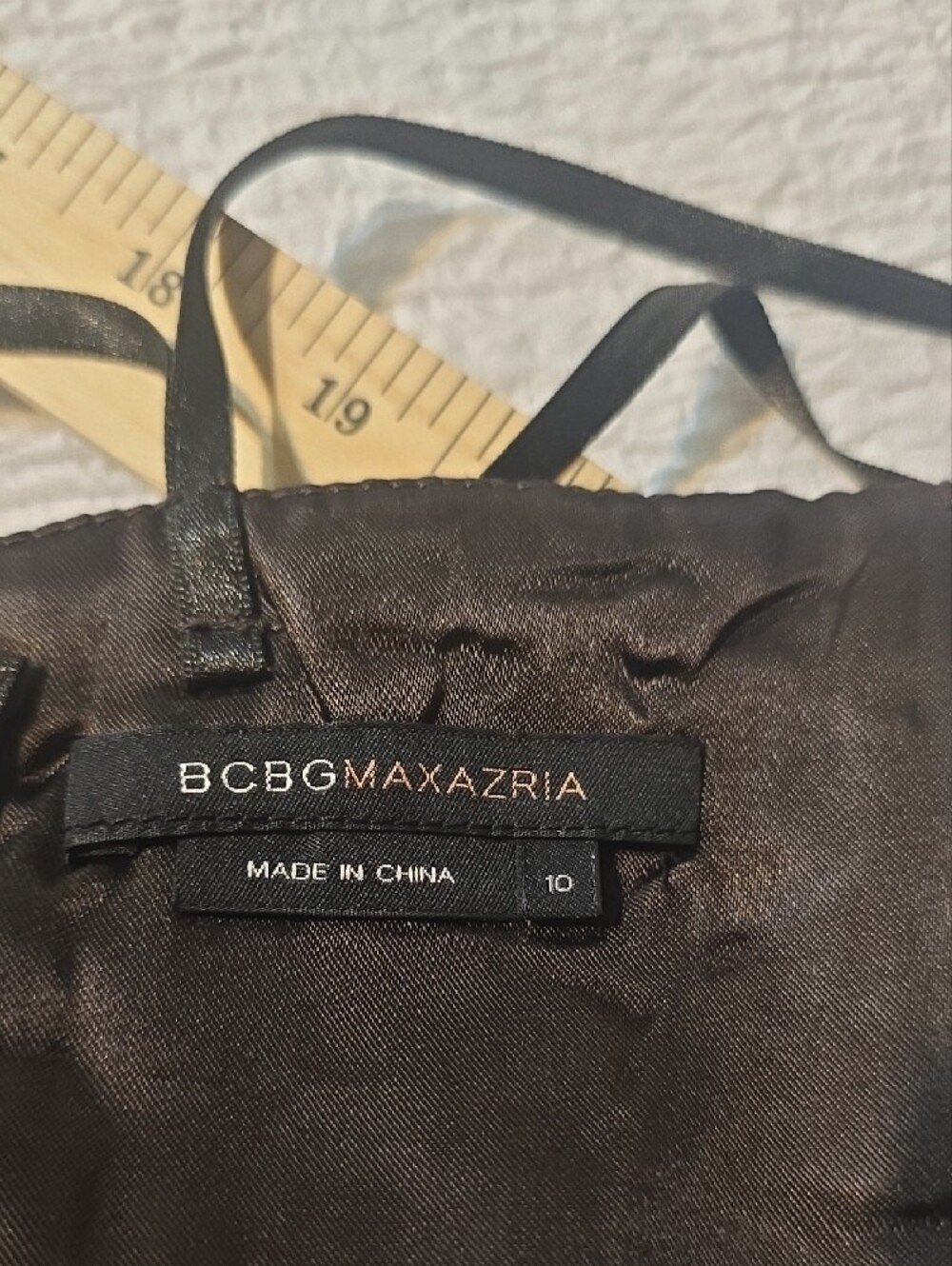 BCBGMaxAzria Chocolate Brown Satin Strap Dress - Picture 3 of 8